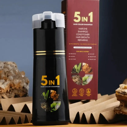 5 IN 1 HAIR COLOR SHAMPOO WITH KERATIN, OLIVE OIL & VITAMIN E