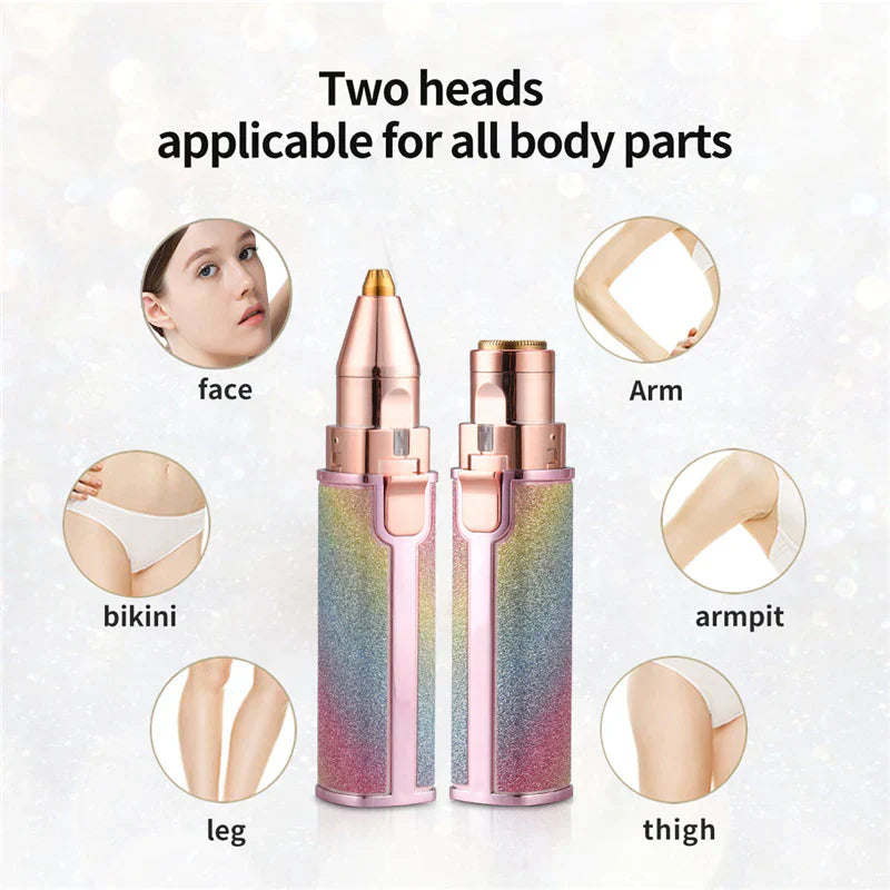 2 In 1 Rechargeable Flawless Eyebrow Hair Remover & Facial Hair Trimmer