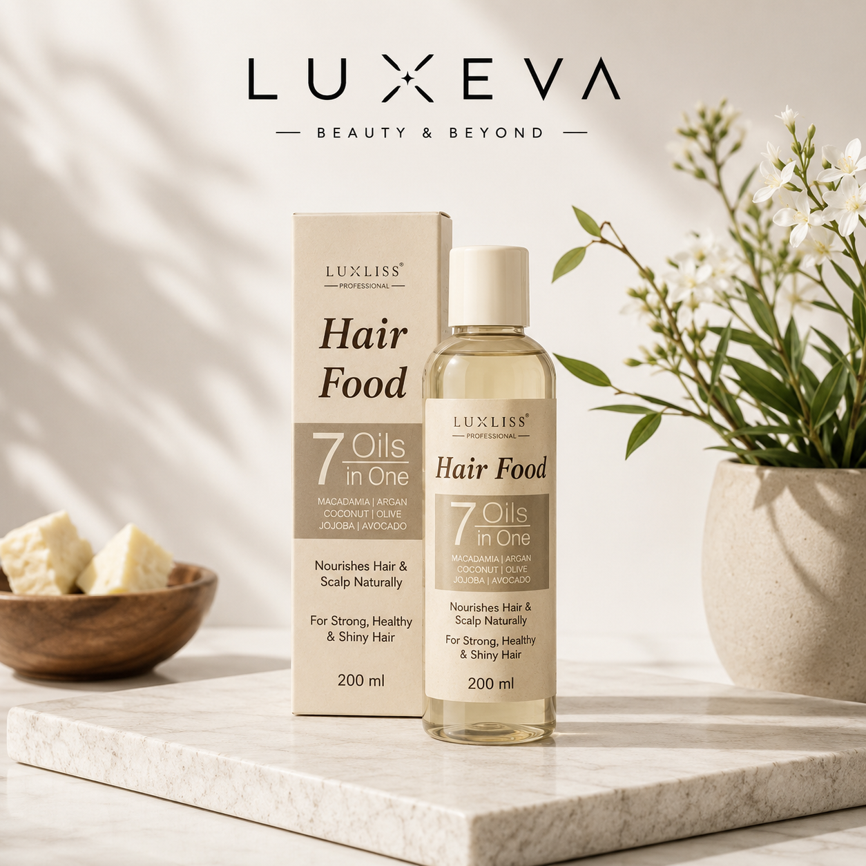 Luxeva Hair Food – 7 Oils in 1 Herbal Hair Nourishing Formula