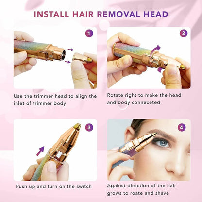2 In 1 Rechargeable Flawless Eyebrow Hair Remover & Facial Hair Trimmer