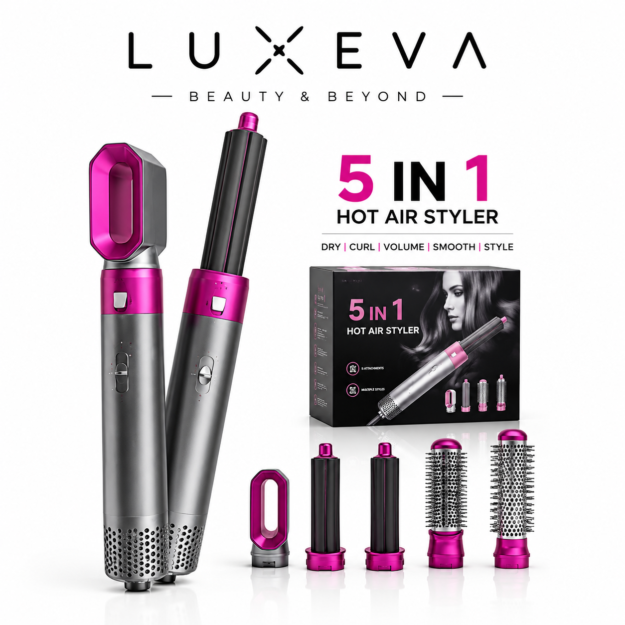 5-in-1 Hair Styler &amp; Volumizer – Dry, Curl, Straighten &amp; Volumize with One Tool
